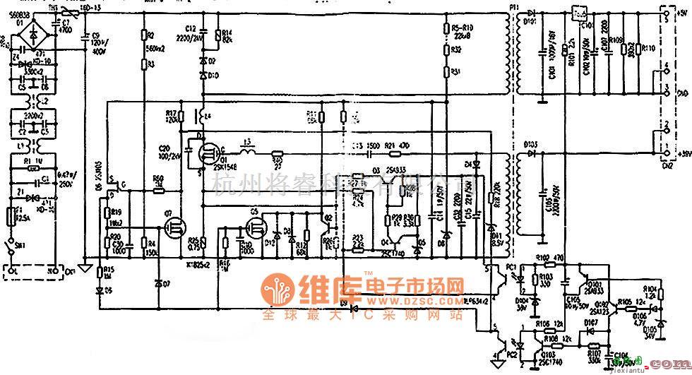 电源电路中的松下KX-P1121打印机电源电路图  第1张