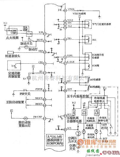 本田中的本田雅阁4缸发动机电控系统电路图  第2张