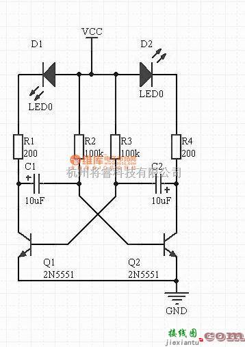 LED电路中的LED闪烁电路图  第1张
