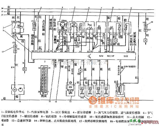 大众（上汽）中的桑塔纳2000系列M1.5.4发动机电路图  第1张