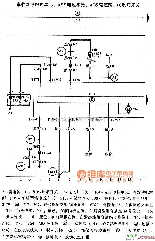 大众（上汽）中的波罗ABS电路图  第1张