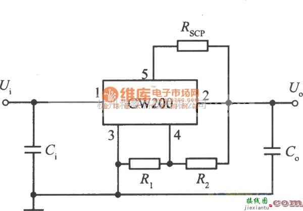 稳压电源中的５端可调输出电压集成稳压器CW200的标准应用电路图  第1张