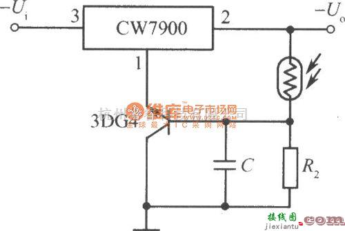 电源电路中的CW7900构成的光控稳压电源电路(光照时输出电压上升)电路图  第1张