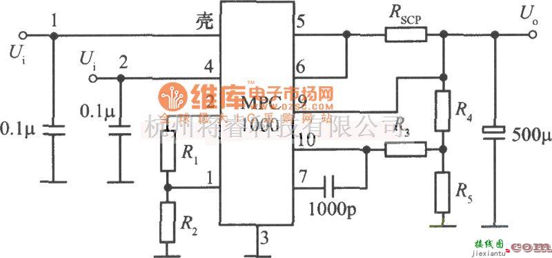 稳压电源中的MPC1000构成的2～35V、10A可调稳压电源电路图  第1张