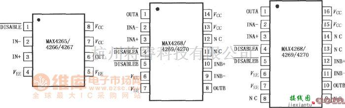 宽带放大器电路中的MAX4265～MAX4270 电压反馈运算放大器电路图  第1张