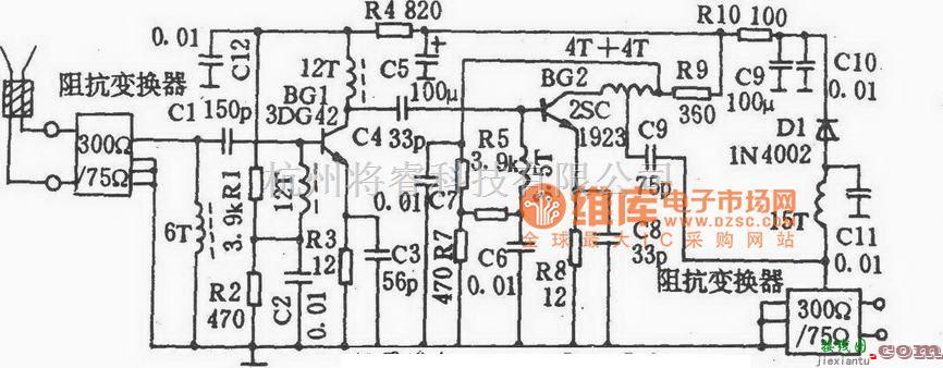 无线发射中的TF903型超远程天线放大器电路图  第1张