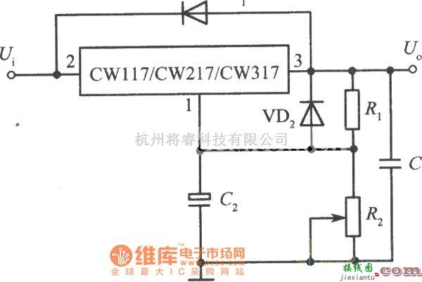 稳压电源中的可调集成稳压电源的标准电路图  第1张