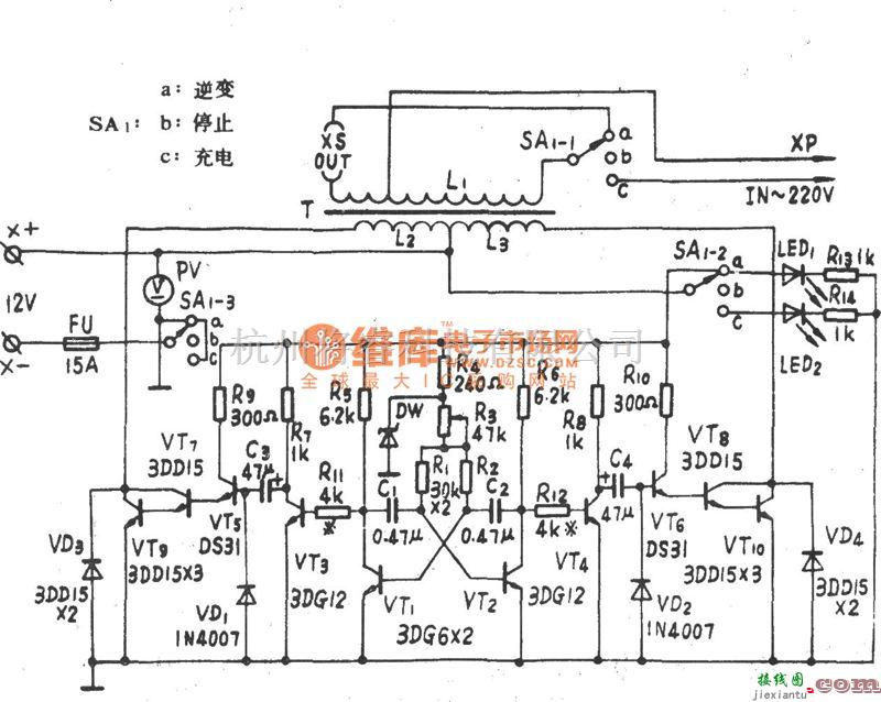 电源电路中的TJ-3-100应急电源电路图  第1张