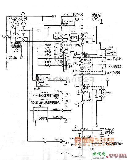 本田中的本田雅阁V6发动机电控系统电路图  第1张