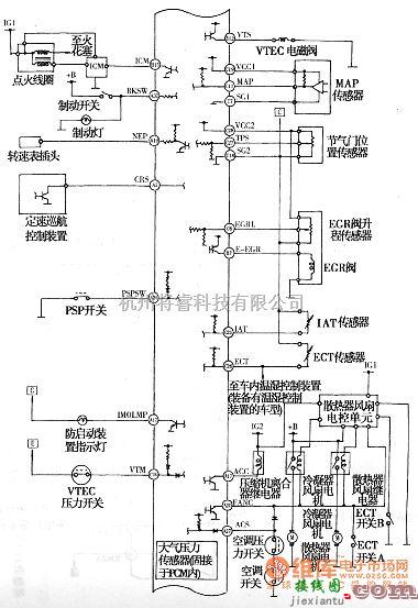 本田中的本田雅阁V6发动机电控系统电路图  第2张