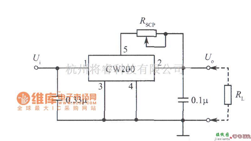 恒流源中的CW200组成的可调恒流源电路图  第1张