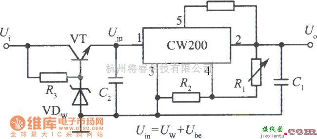 稳压电源中的CW200组成的高输入电压集成稳压电源电路之二电路图  第1张