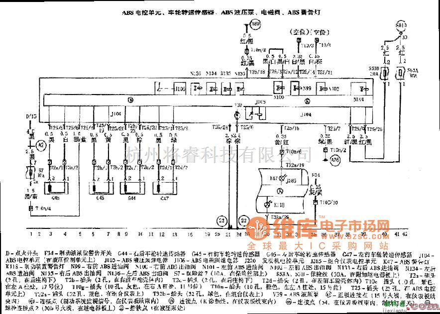 大众（上汽）中的帕萨特ABS电路图  第1张