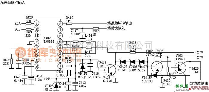 电视电源中的彩电枕校电路图一  第1张