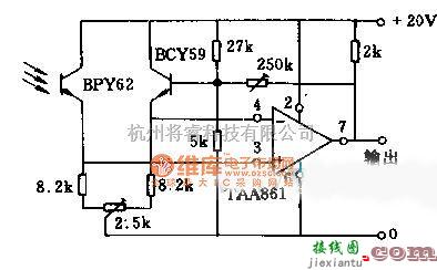 光电接收中的灵敏的光电接收器电路图  第1张