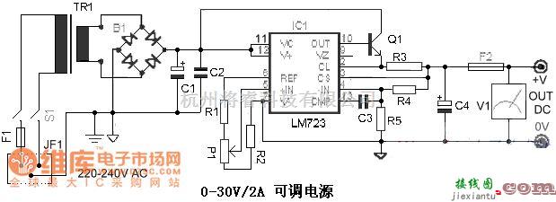 电源电路中的0-30V/2A电源的制作电路图  第1张