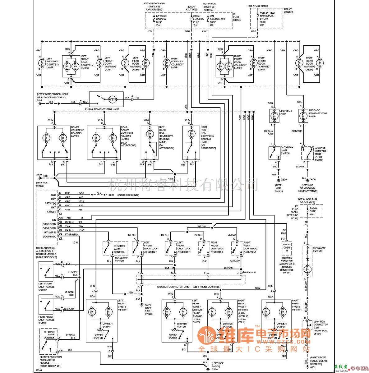 别克中的别克门控灯电路图  第1张