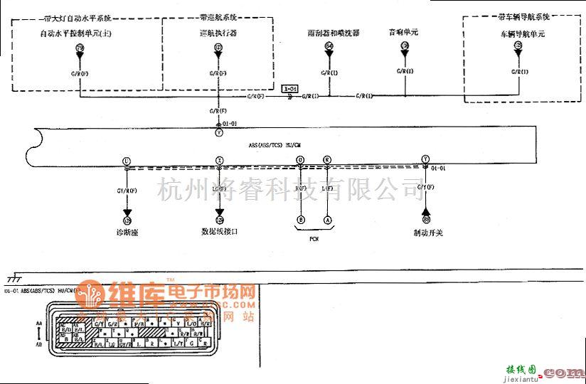 宝马中的M6轿车防抱死制动系统ABS牵引力控制系统TCS电路图  第1张