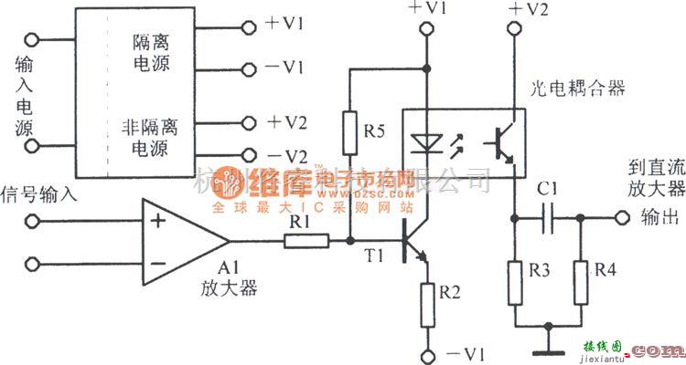 耦合隔离放大电路中的直接光耦合隔离放大电路图  第1张