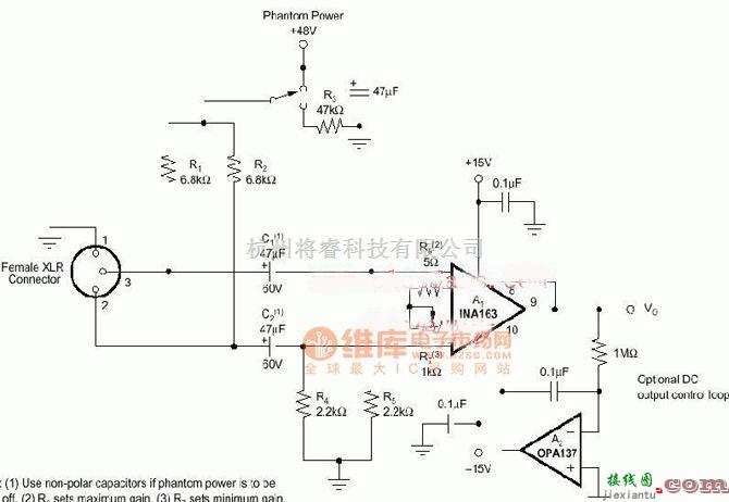 模拟电路中的INA163　话放电路图  第1张