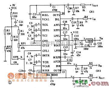 仪表放大器中的BA3884S芯片的应用电路图  第1张