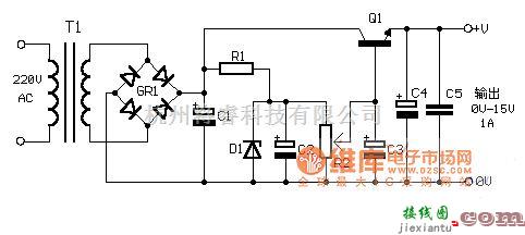 电源电路中的0-15V / 1A 电源的制作电路图  第1张