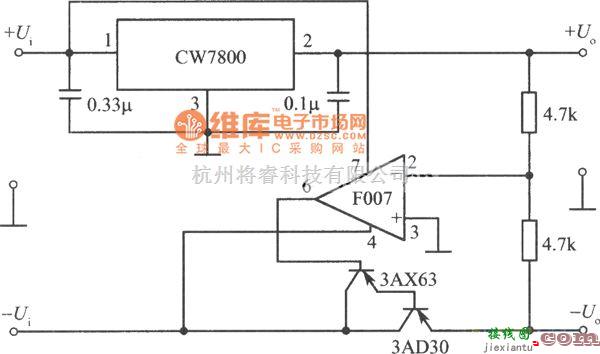 稳压电源中的跟踪式集成稳压电源电路图  第1张