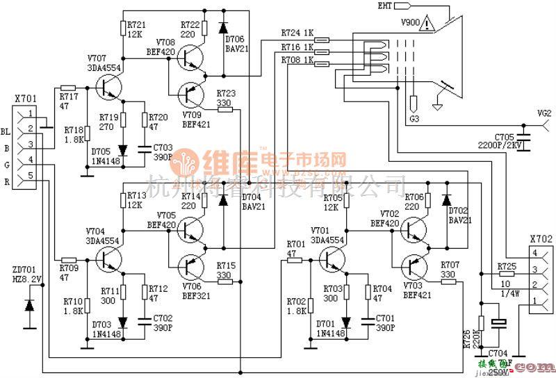 视频放大电路中的电视机视频放大电路图-5  第1张