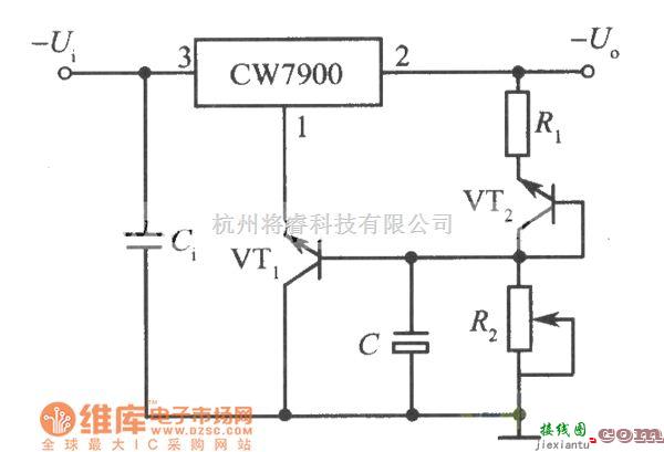 稳压电源中的具有温度补偿的可调输出集成稳压电源电路图  第1张