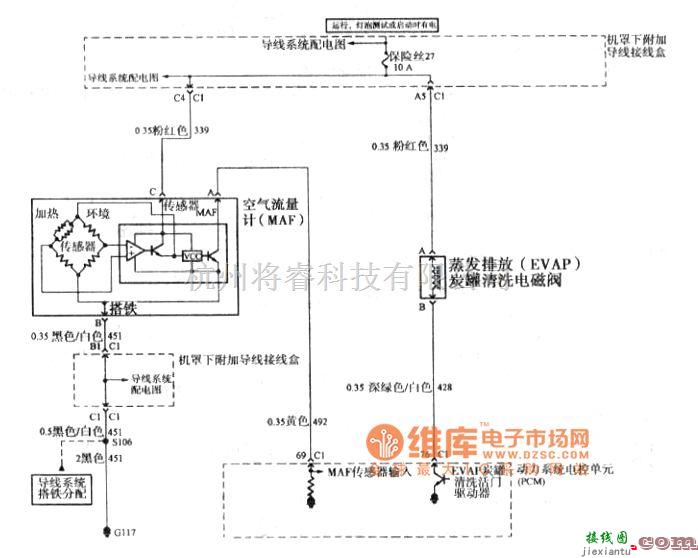 别克中的别克GL8空气流量计及蒸发排放电路图  第1张