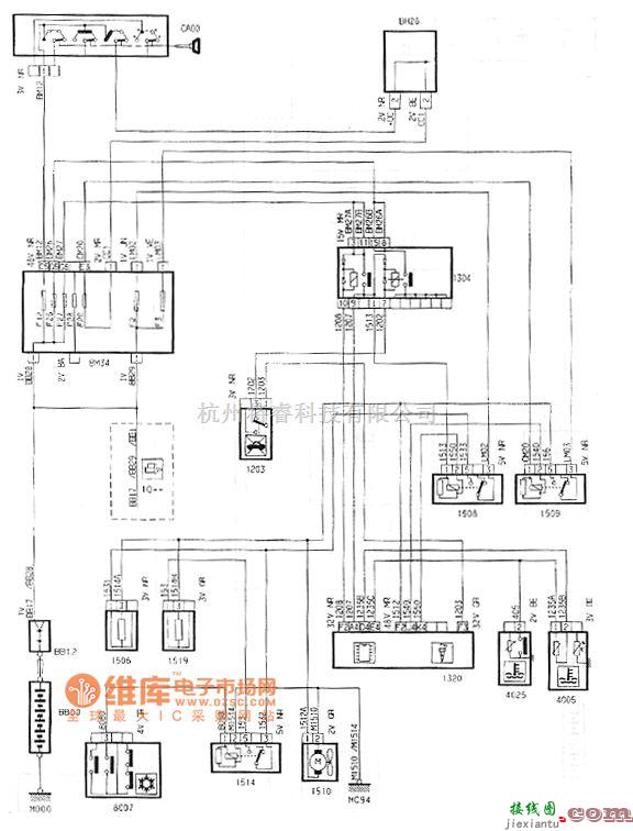 东风雪铁龙中的神龙毕加索1.6L发动机冷却系统电路图  第1张