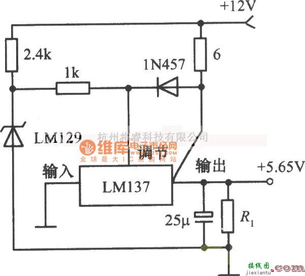 稳压电源中的LM137构成的并联稳压电源电路图  第1张