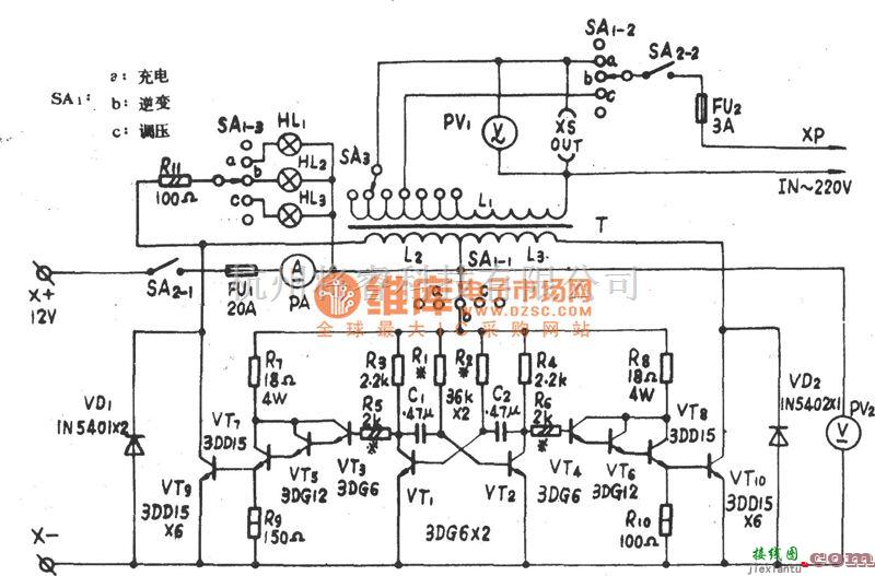 电源电路中的A/D200W多用应急电源电路图  第1张