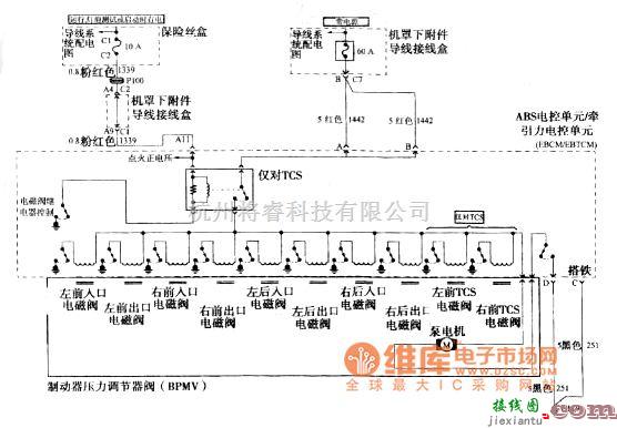 别克中的别克GL8汽车ABS、搭铁和ABS电控单元牵引力电控单元EBCMEBTCM电路图  第1张