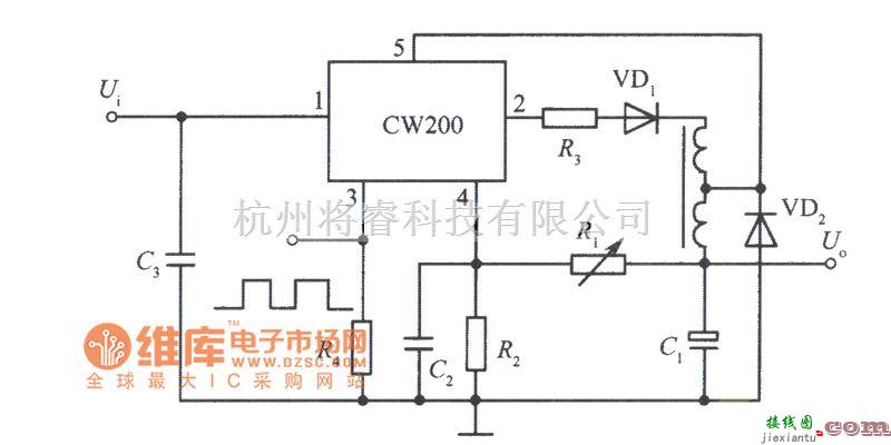 稳压电源中的用CW200组成的他激开关式集成稳压电源电路图  第1张