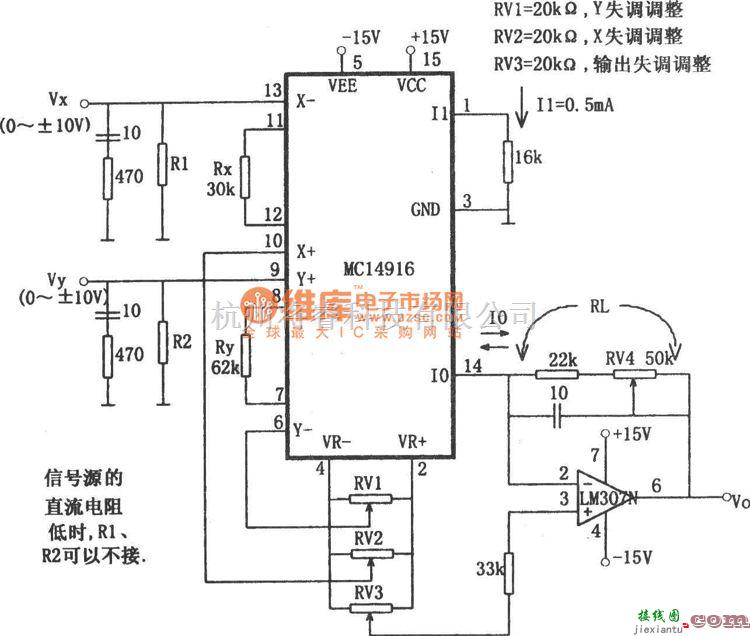 运算放大电路中的MC1496乘法电路图  第1张