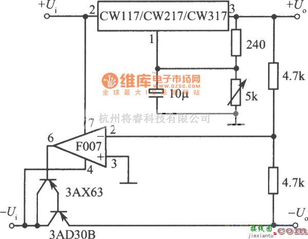 稳压电源中的正、负输出电压跟踪的集成稳压电源之一电路图  第1张