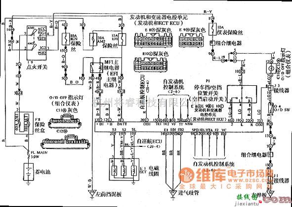 夏利中的夏利2000轿车自动变速器电路图  第1张