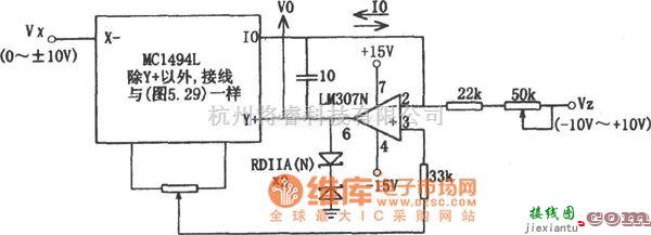 运算放大电路中的MC1494和LM307构成的除法电路图  第1张