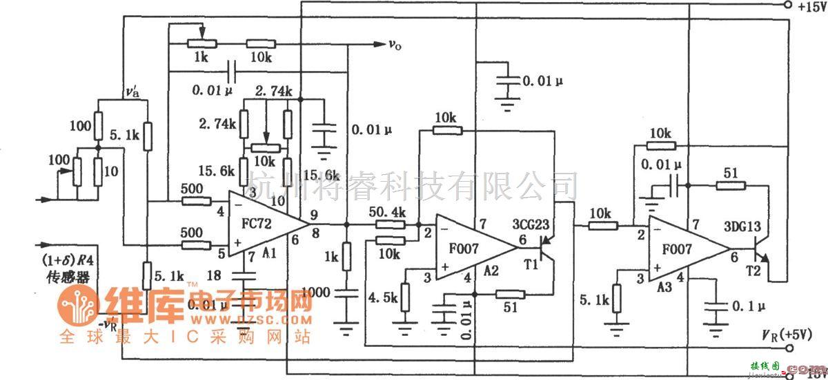 运算放大电路中的F007组成的高精度线性放大电路图  第1张