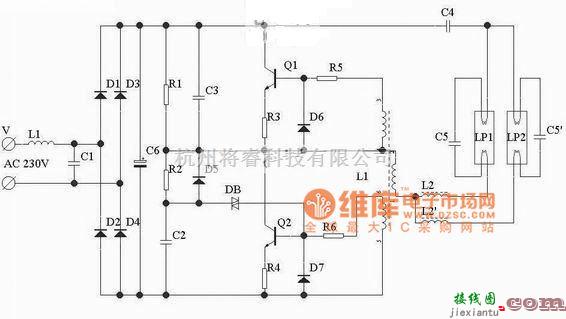 电子镇流器中的双管电子整流器电路图  第1张