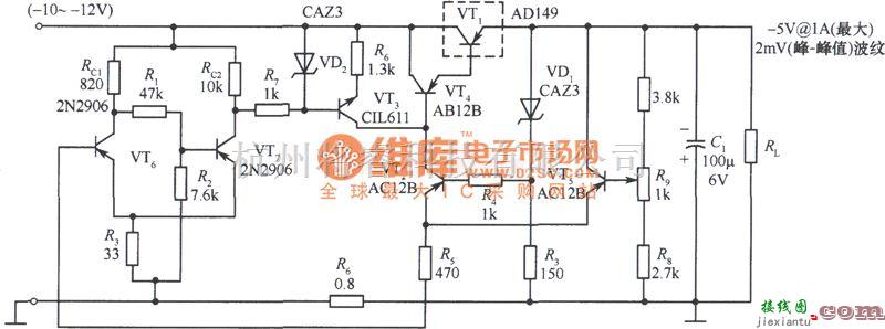 稳压电源中的具有短路保护的5v稳压电源电路图  第1张