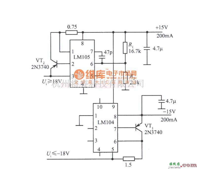 稳压电源中的±15V跟踪稳压电源之五电路图  第1张