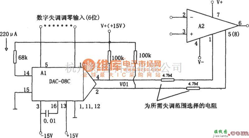 运算放大电路中的运放通用数控失调调整电路图  第1张