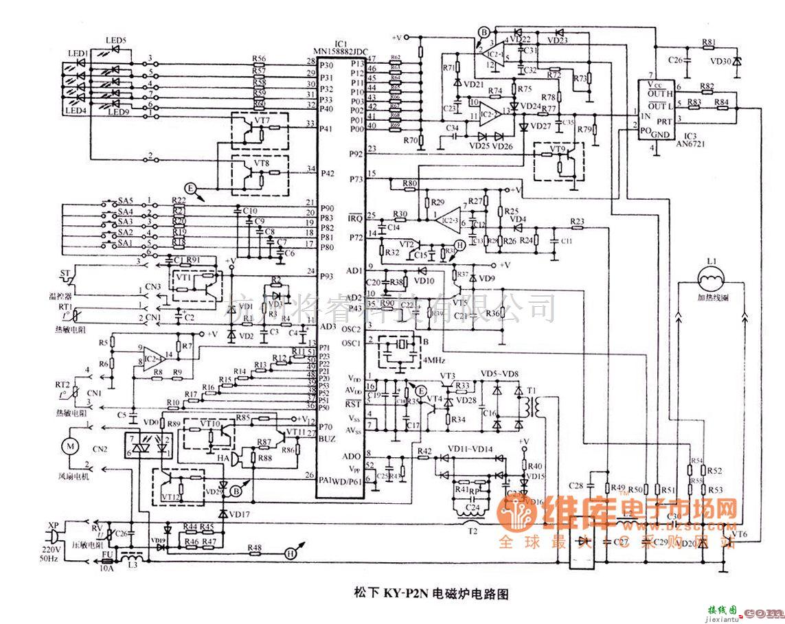 电机控制专区中的松下KY-P2N电磁炉电路图  第1张