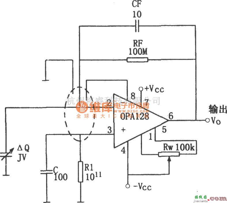 运算放大电路中的OPA128构成的电荷放大器电路图  第1张