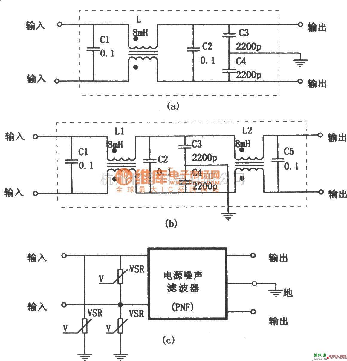 滤波器中的电源噪声滤波器电路图  第1张