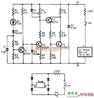 保护电路中的电子保险(过流保护)电路图  第1张