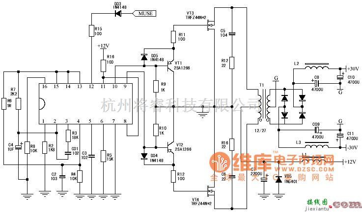 DC-DC中的汽车音响供电电源DC-DC变换器电路图  第1张