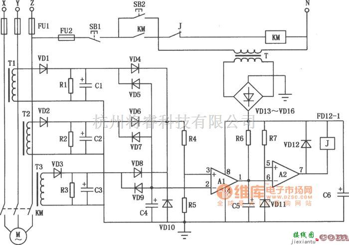 保护电路中的电流型三相电动机断相保护电路图  第1张